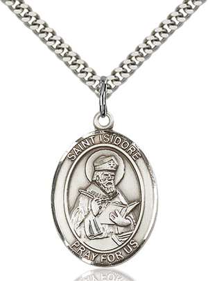 St. Isidore of Seville Medal<br/>7049 Oval, Sterling Silver