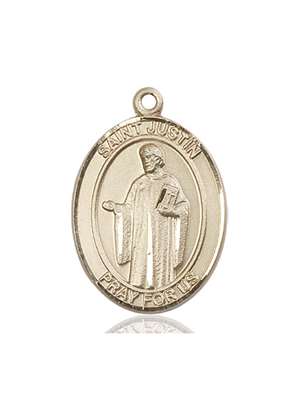 St. Justin Medal<br/>7052 Oval, 14kt Gold