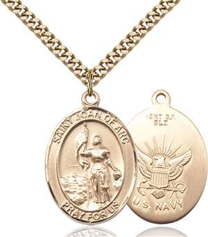 St. Joan Of Arc / Navy Medal<br/>7053 Oval, Gold Filled