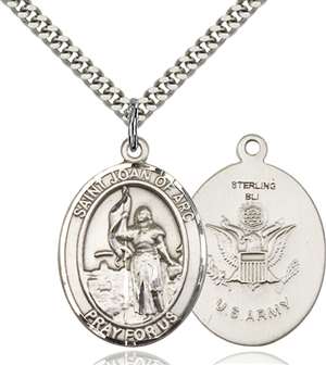 St. Joan of Arc / Army Medal<br/>7053 Oval, Sterling Silver