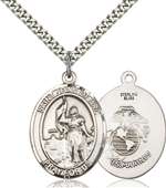 St. Joan of Arc / Marines Medal<br/>7053 Oval, Sterling Silver