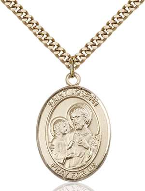 St. Joseph Medal<br/>7058 Oval, Gold Filled