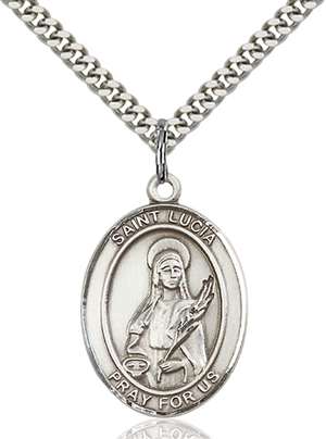 St. Lucia of Syracuse Medal<br/>7065 Oval, Sterling Silver