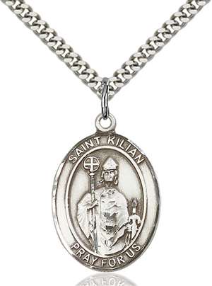 St. Kilian Medal<br/>7067 Oval, Sterling Silver