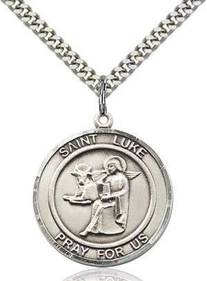 St. Luke the Apostle Medal<br/>7068 Round, Sterling Silver