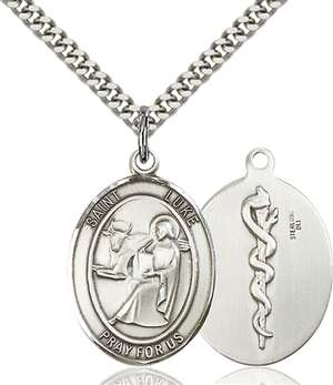 St. Luke the Apostle Medal<br/>7068 Oval, Sterling Silver