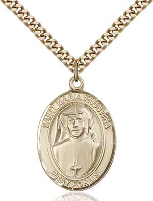 St. Maria Faustina Medal<br/>7069 Oval, Gold Filled