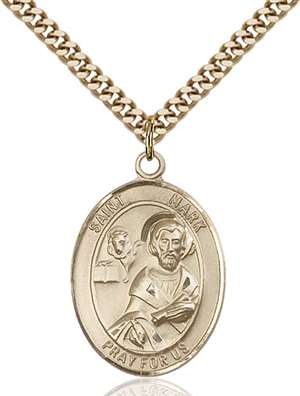 St. Mark the Evangelist Medal<br/>7070 Oval, Gold Filled