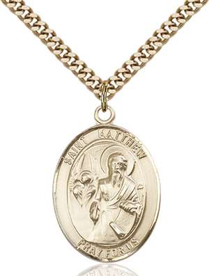 St. Matthew the Apostle Medal<br/>7074 Oval, Gold Filled