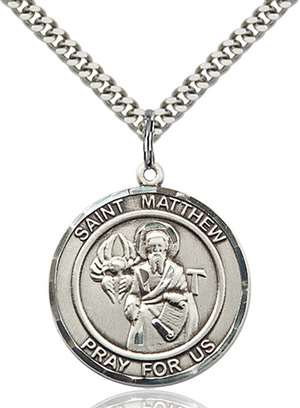 St. Matthew the Apostle Medal<br/>7074 Round, Sterling Silver