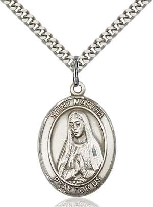 St. Martha Medal<br/>7075 Oval, Sterling Silver