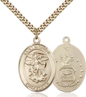 St. Michael the Archangel / Air Force Medal<br/>7076 Oval, Gold Filled