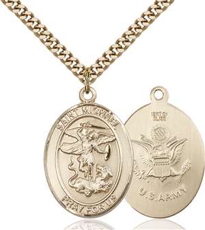 St. Michael the Archangel / Army Medal<br/>7076 Oval, Gold Filled