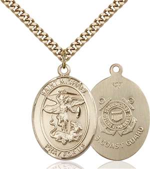 St. Michael the Archangel / Coast Guard Medal<br/>7076 Oval, Gold Filled