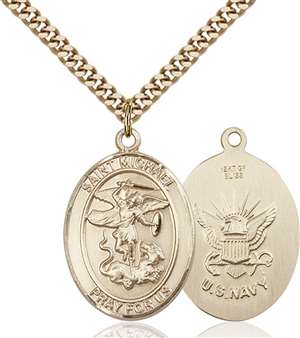 St. Michael the Archangel / Navy Medal<br/>7076 Oval, Gold Filled