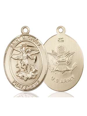 St. Michael the Archangel / Army Medal<br/>7076 Oval, 14kt Gold