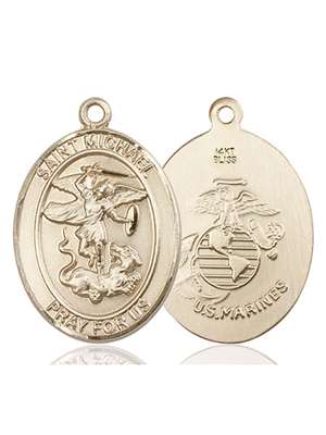 St. Michael the Archangel / Marine Corp Medal<br/>7076 Oval, 14kt Gold