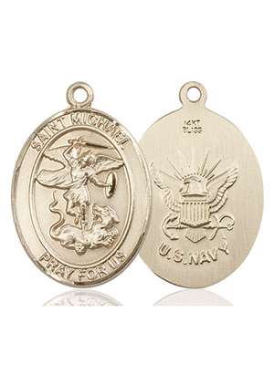 St. Michael the Archangel / Navy Medal<br/>7076 Oval, 14kt Gold