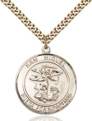 San Miguel Arcangel Medal<br/>7076 Spanish, Round, Gold Filled