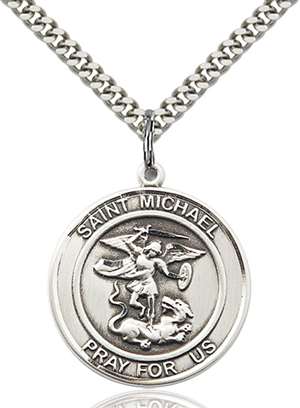 St. Michael the Archangel Medal<br/>7076 Round, Sterling Silver
