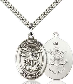 St. Michael the Archangel / Army Medal<br/>7076 Oval, Sterling Silver