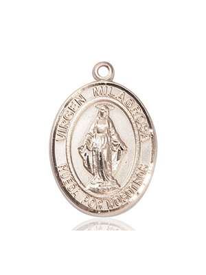 Virgen Milagrosa Medal<br/>7078 Spanish, Oval, 14kt Gold
