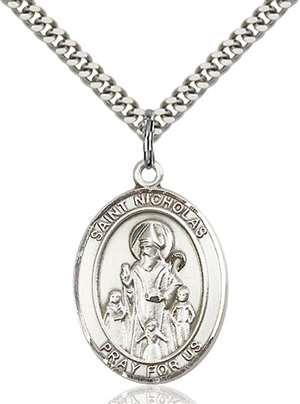 St. Nicholas Medal<br/>7080 Oval, Sterling Silver