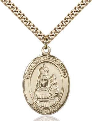 Our Lady of Loretto Medal<br/>7082 Oval, Gold Filled