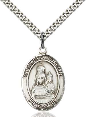 Our Lady of Loretto Medal<br/>7082 Oval, Sterling Silver