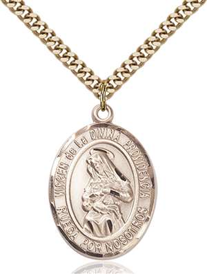 Virgen de la Divina Medal<br/>7087 Spanish, Oval, Gold Filled
