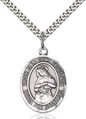 Virgen de la Divina Medal<br/>7087 Spanish, Oval, Sterling Silver