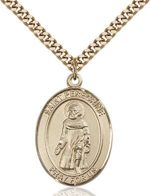St. Peregrine Laziosi Medal<br/>7088 Oval, Gold Filled