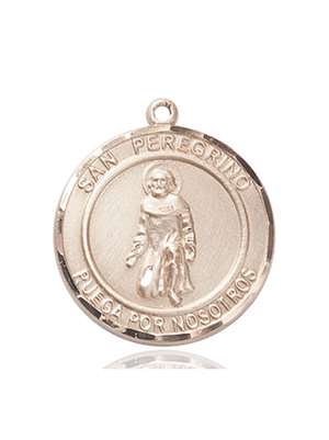 San Peregrino Medal<br/>7088 Spanish, Round, 14kt Gold