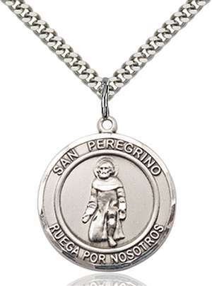 San Peregrino Medal<br/>7088 Spanish, Round, Sterling Silver