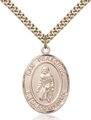 San Peregrino Medal<br/>7088 Spanish, Oval, Gold Filled