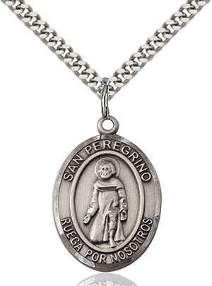 San Peregrino Medal<br/>7088 Spanish, Oval, Sterling Silver