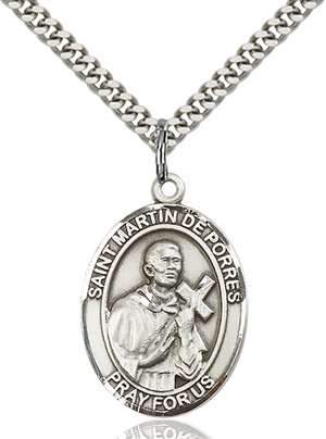 St. Martin de Porres Medal<br/>7089 Oval, Sterling Silver