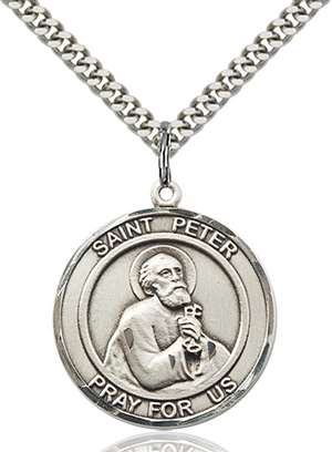 St. Peter the Apostle Medal<br/>7090 Round, Sterling Silver
