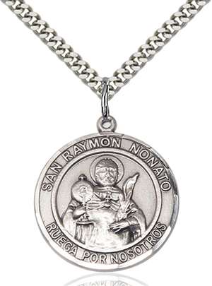 San Raymon Nonato Medal<br/>7091 Spanish, Round, Sterling Silver