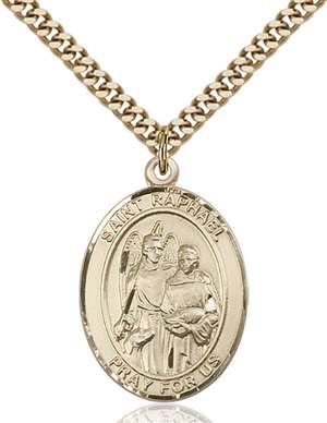 St. Raphael the Archangel Medal<br/>7092 Oval, Gold Filled