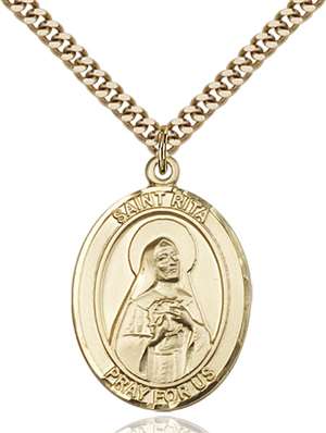 St. Rita of Cascia Medal<br/>7094 Oval, Gold Filled