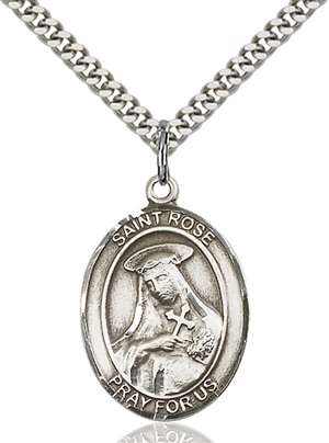 St. Rose of Lima Medal<br/>7095 Oval, Sterling Silver