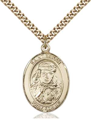 St. Sarah Medal<br/>7097 Oval, Gold Filled