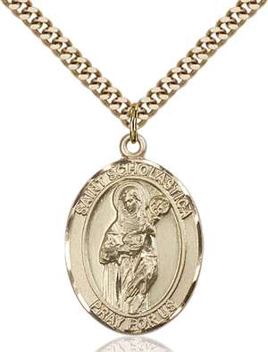 St. Scholastica Medal<br/>7099 Oval, Gold Filled