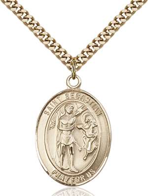 St. Sebastian Medal<br/>7100 Oval, Gold Filled