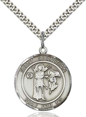 St. Sebastian Medal<br/>7100 Round, Sterling Silver