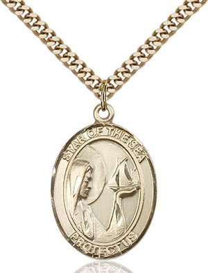 Our Lady Star of the Sea Medal<br/>7101 Oval, Gold Filled