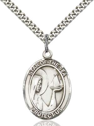 Our Lady Star of the Sea Medal<br/>7101 Oval, Sterling Silver