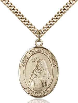 St. Teresa of Avila Medal<br/>7102 Oval, Gold Filled