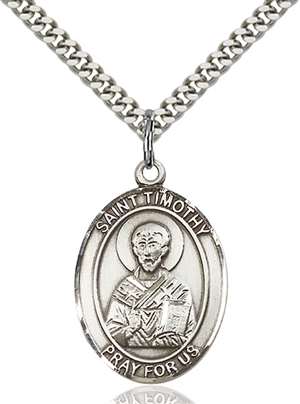 St. Timothy Medal<br/>7105 Oval, Sterling Silver